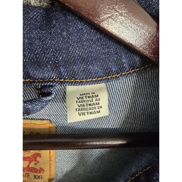 Levi’s Jean Jacket Trucker Men XXL Blue Dark Wash Cotton Stretch - Picture 2 of 8